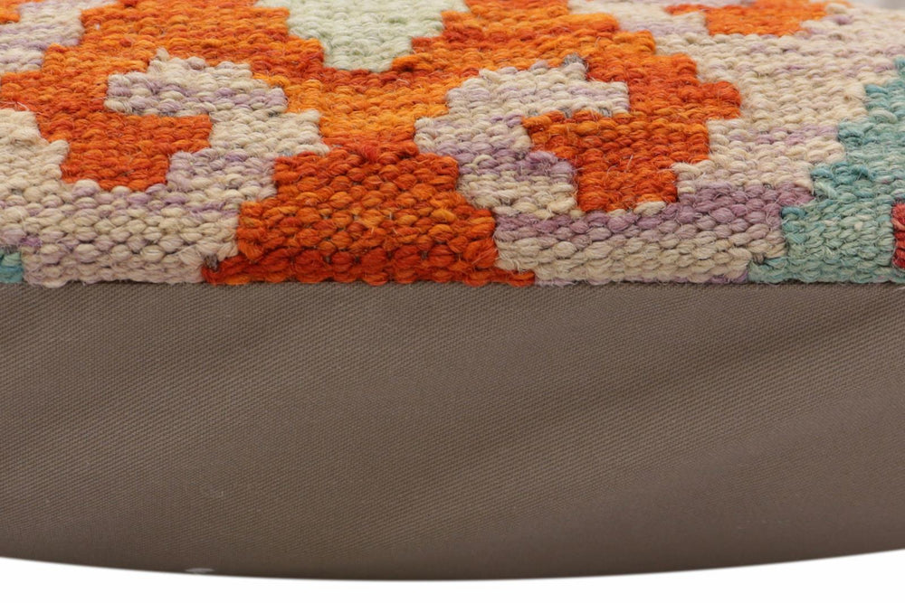 handmade Traditional Pillow Blue Rust Hand-Woven SQUARE 100% WOOL Hand woven turkish pillow2' x 2'