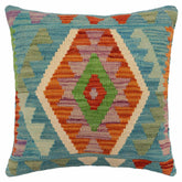 handmade Traditional Pillow Blue Rust Hand-Woven SQUARE 100% WOOL Hand woven turkish pillow2 x 2