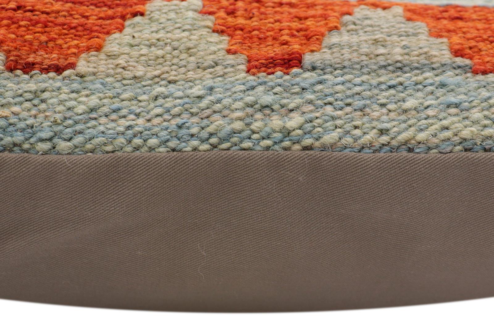 handmade Traditional Pillow Blue Rust Hand-Woven SQUARE 100% WOOL Hand woven turkish pillow2' x 2'