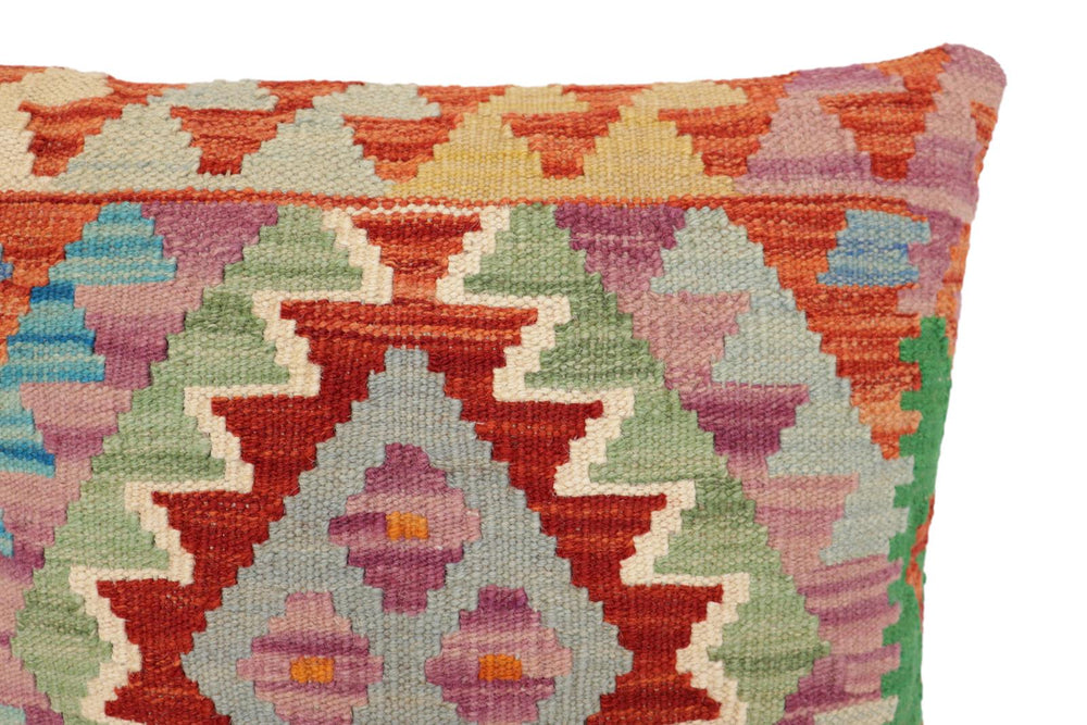 handmade Traditional Pillow Rust Blue Hand-Woven SQUARE 100% WOOL Hand woven turkish pillow2' x 2'