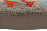 handmade Traditional Pillow Gray Rust Hand-Woven SQUARE 100% WOOL Hand woven turkish pillow2' x 2'