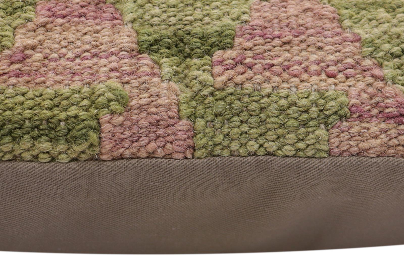handmade Traditional Pillow Blue Green Hand-Woven SQUARE 100% WOOL Hand woven turkish pillow2' x 2'