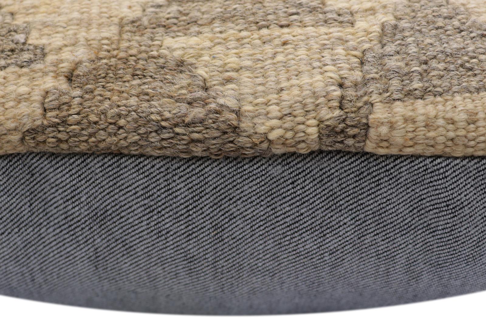 handmade Traditional Pillow Beige Gray Hand-Woven SQUARE 100% WOOL Hand woven turkish pillow2' x 2'