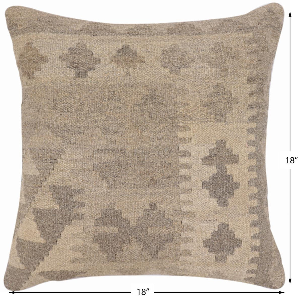 handmade Traditional Pillow Beige Brown Hand-Woven SQUARE 100% WOOL Hand woven turkish pillow2' x 2'