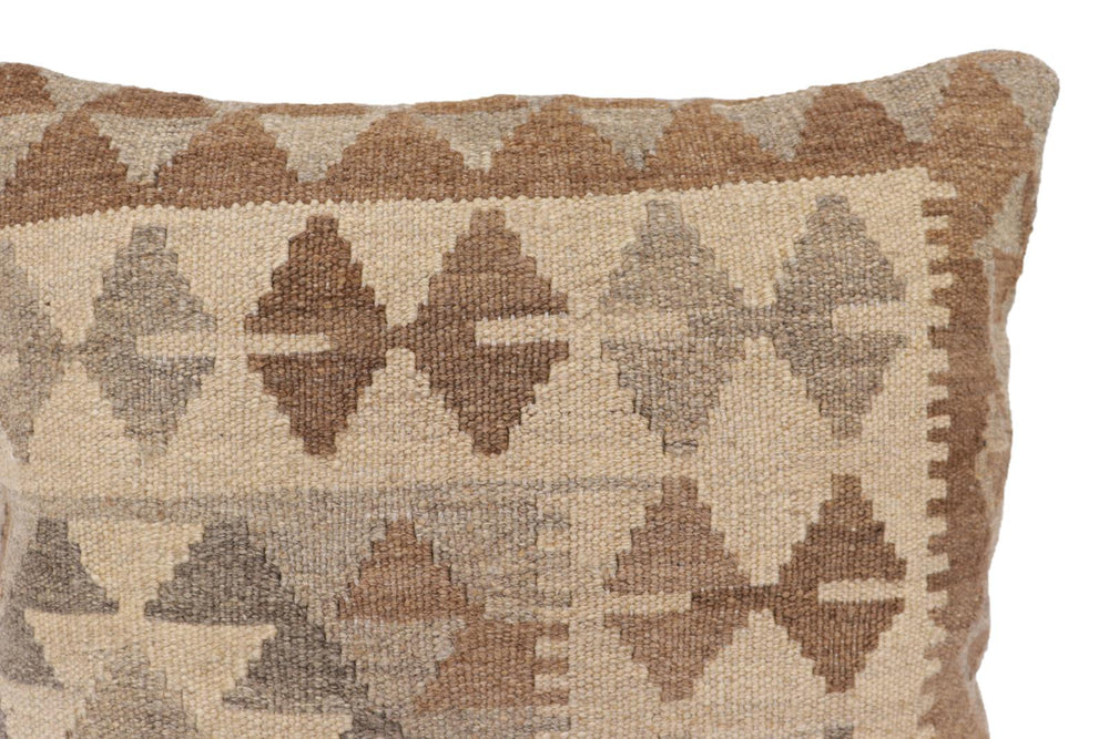 handmade Traditional Pillow Beige Brown Hand-Woven SQUARE 100% WOOL Hand woven turkish pillow2' x 2'