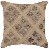 handmade Traditional Pillow Beige Gray Hand-Woven SQUARE 100% WOOL Hand woven turkish pillow2 x 2