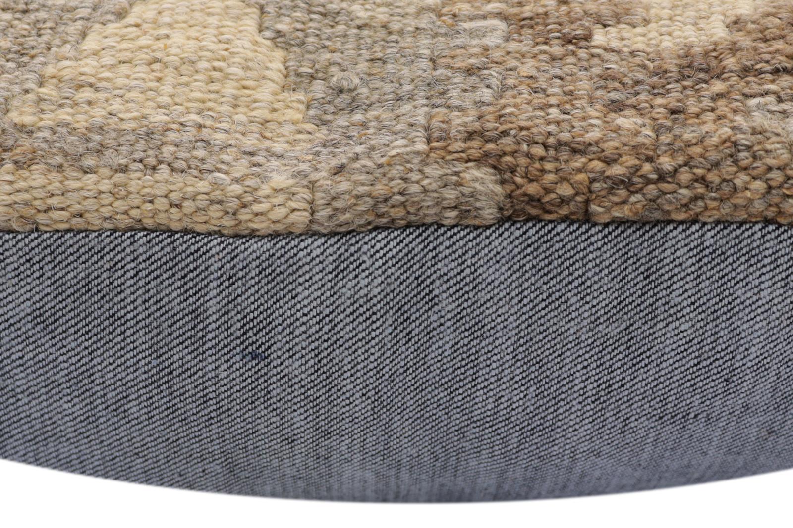 handmade Traditional Pillow Beige Gray Hand-Woven SQUARE 100% WOOL Hand woven turkish pillow2' x 2'