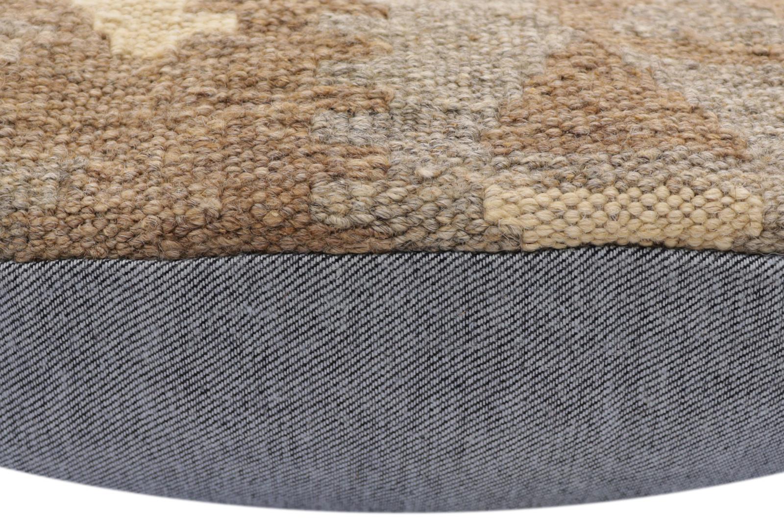 handmade Traditional Pillow Beige Gray Hand-Woven SQUARE 100% WOOL Hand woven turkish pillow2' x 2'