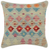 handmade Traditional Pillow Blue Red Hand-Woven SQUARE 100% WOOL Hand woven turkish pillow2 x 2