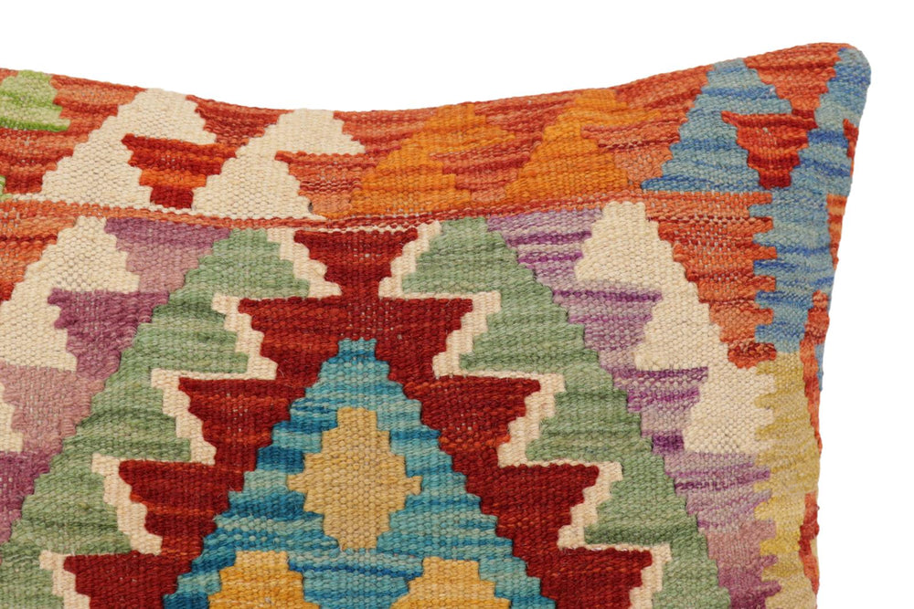 handmade Traditional Pillow Rust Blue Hand-Woven SQUARE 100% WOOL Hand woven turkish pillow2' x 2'