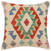 handmade Traditional Pillow Beige Rust Hand-Woven SQUARE 100% WOOL Hand woven turkish pillow2 x 2