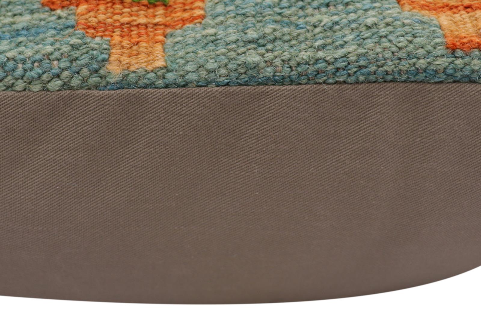 handmade Traditional Pillow Blue Rust Hand-Woven SQUARE 100% WOOL Hand woven turkish pillow2' x 2'