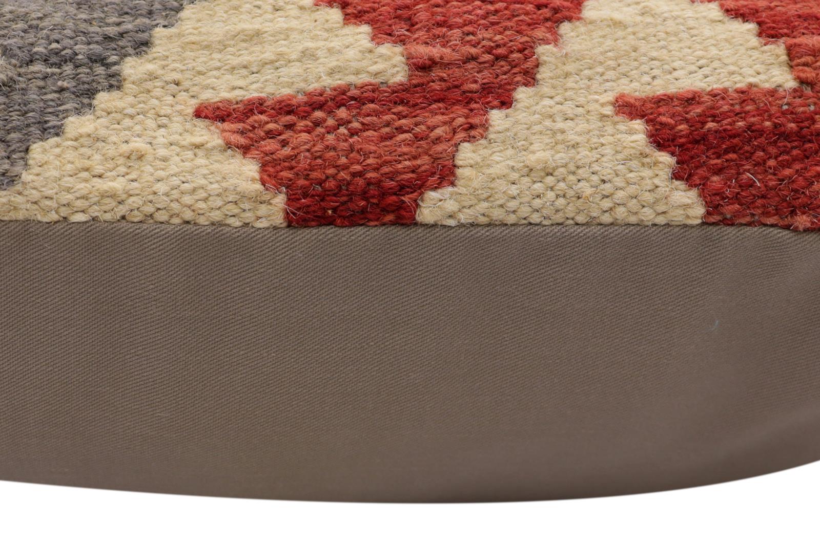 handmade Traditional Pillow Beige Red Hand-Woven SQUARE 100% WOOL Hand woven turkish pillow2' x 2'