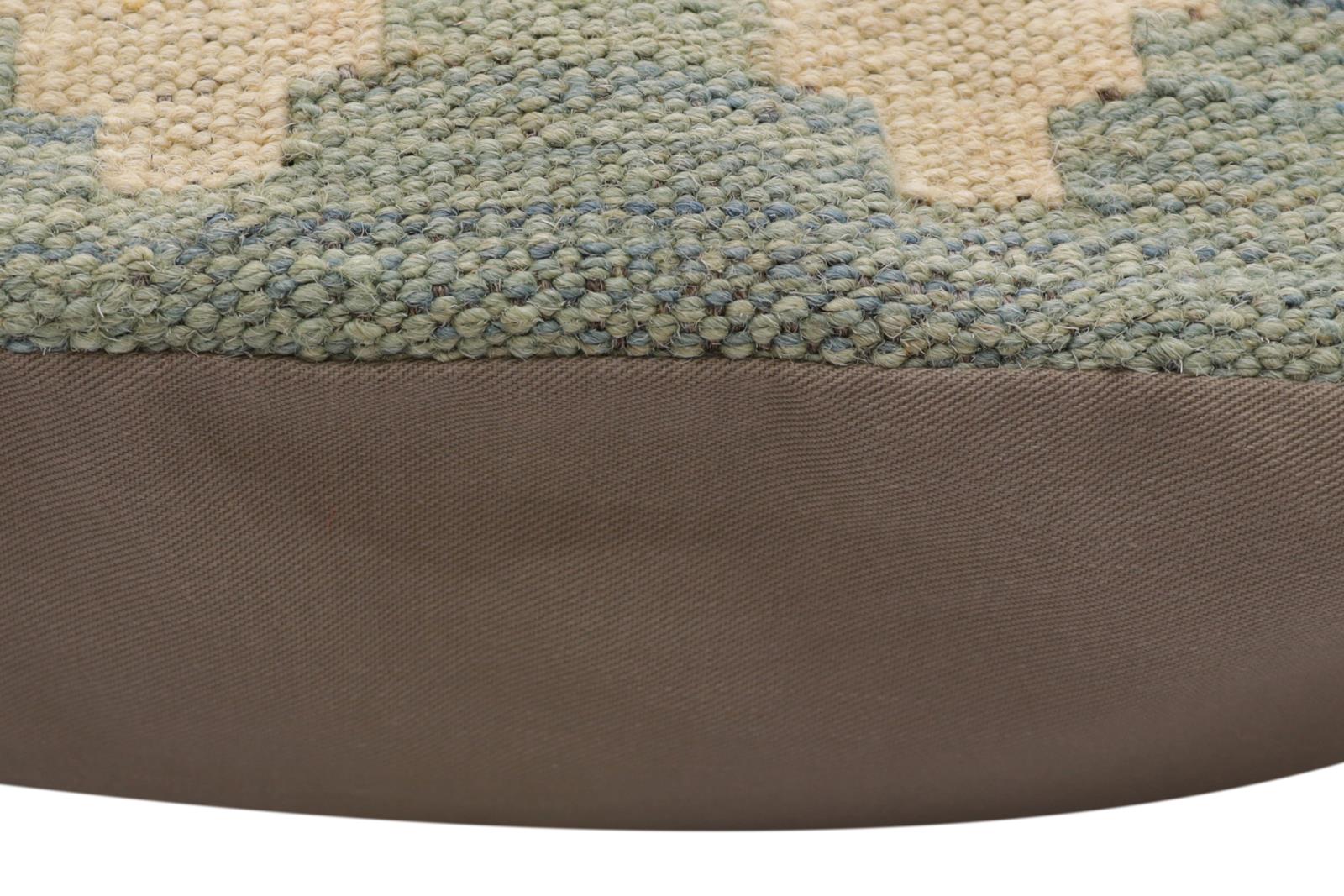 handmade Traditional Pillow Rust Blue Hand-Woven SQUARE 100% WOOL Hand woven turkish pillow2' x 2'