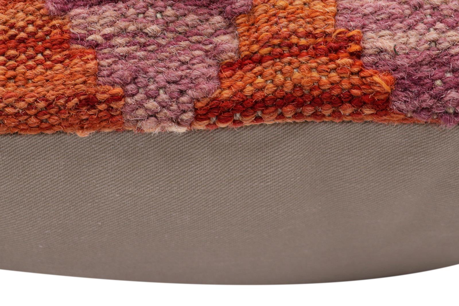 handmade Traditional Pillow Rust Blue Hand-Woven SQUARE 100% WOOL Hand woven turkish pillow2' x 2'