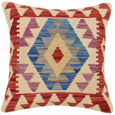 handmade Traditional Pillow Beige Red Hand-Woven SQUARE 100% WOOL Hand woven turkish pillow2 x 2