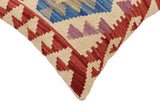 handmade Traditional Pillow Beige Red Hand-Woven SQUARE 100% WOOL Hand woven turkish pillow2' x 2'