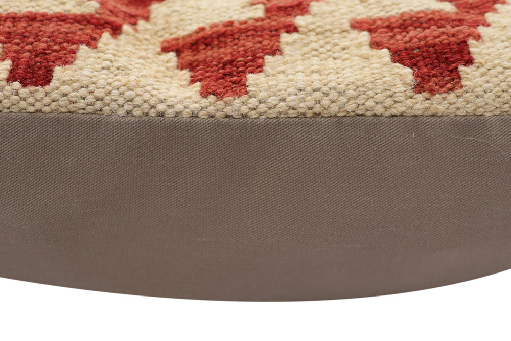 handmade Traditional Pillow Beige Red Hand-Woven SQUARE 100% WOOL Hand woven turkish pillow2' x 2'