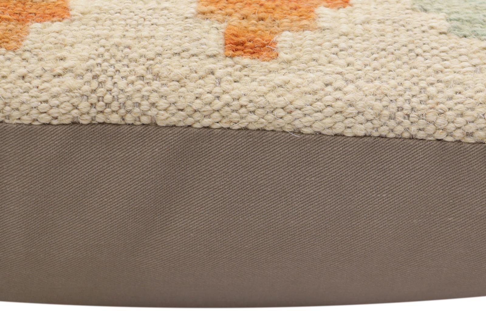 handmade Traditional Pillow Beige Rust Hand-Woven SQUARE 100% WOOL Hand woven turkish pillow2' x 2'