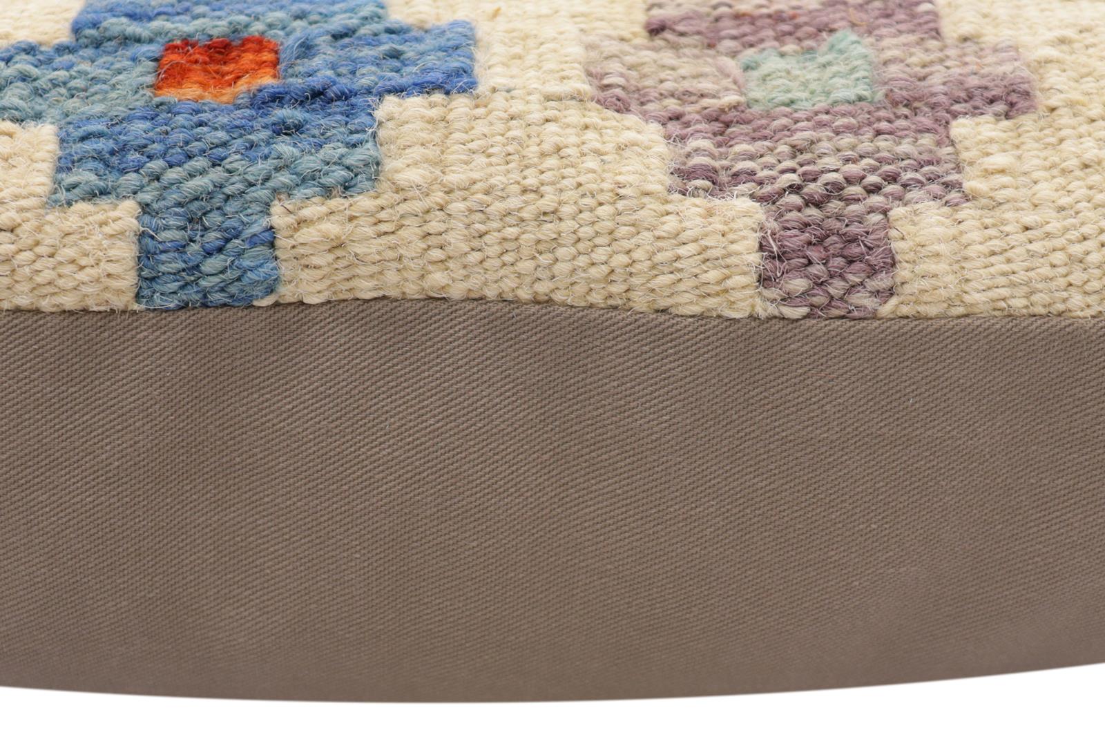 handmade Traditional Pillow Beige Rust Hand-Woven SQUARE 100% WOOL Hand woven turkish pillow2' x 2'