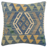 handmade Traditional Pillow Blue Gray Hand-Woven SQUARE 100% WOOL Hand woven turkish pillow2 x 2