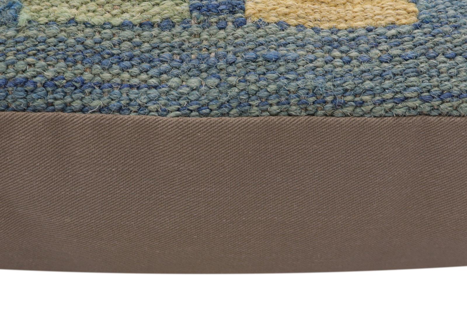 handmade Traditional Pillow Blue Gray Hand-Woven SQUARE 100% WOOL Hand woven turkish pillow2' x 2'