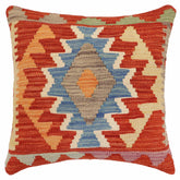 handmade Traditional Pillow Rust Blue Hand-Woven SQUARE 100% WOOL Hand woven turkish pillow 3 x 5