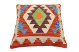 handmade Traditional Pillow Rust Blue Hand-Woven SQUARE 100% WOOL Hand woven turkish pillow2' x 2'