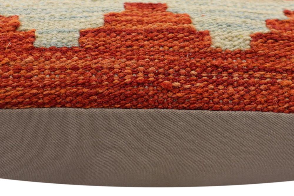 handmade Traditional Pillow Rust Blue Hand-Woven SQUARE 100% WOOL Hand woven turkish pillow2' x 2'