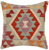 handmade Traditional Pillow Blue Rust Hand-Woven SQUARE 100% WOOL Hand woven turkish pillow PILLOW