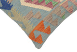 handmade Traditional Pillow Blue Rust Hand-Woven SQUARE 100% WOOL  Hand woven turkish pillow  PILLOW