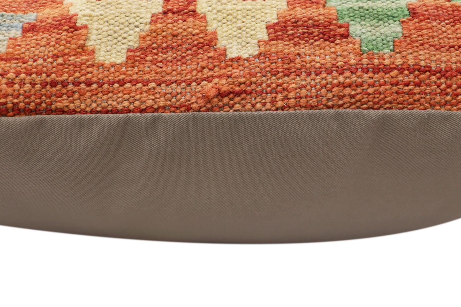 handmade Traditional Pillow Rust Blue Hand-Woven SQUARE 100% WOOL  Hand woven turkish pillow  PILLOW