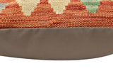 handmade Traditional Pillow Rust Blue Hand-Woven SQUARE 100% WOOL  Hand woven turkish pillow  PILLOW