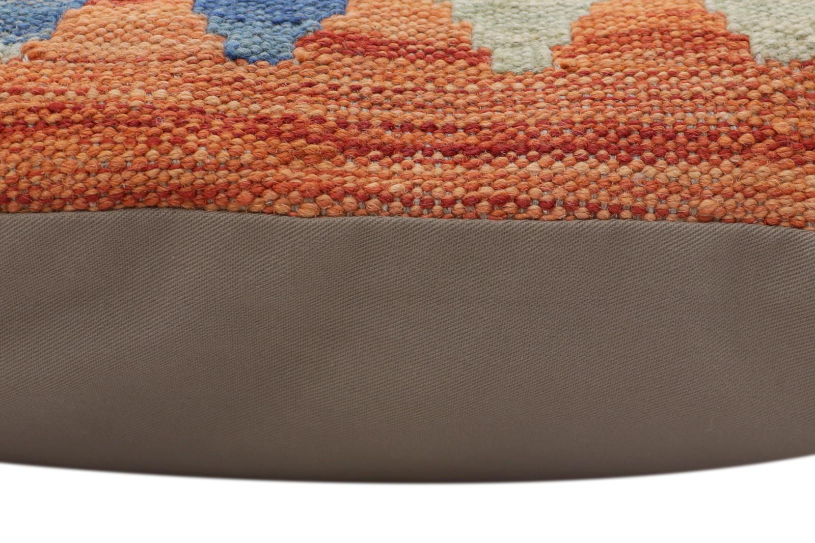 handmade Traditional Pillow Rust Blue Hand-Woven SQUARE 100% WOOL  Hand woven turkish pillow  PILLOW