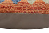 handmade Traditional Pillow Rust Blue Hand-Woven SQUARE 100% WOOL  Hand woven turkish pillow  PILLOW