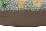 handmade Traditional Pillow Blue Rust Hand-Woven SQUARE 100% WOOL  Hand woven turkish pillow  PILLOW