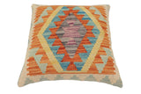 handmade Traditional Pillow Rust Blue Hand-Woven SQUARE 100% WOOL  Hand woven turkish pillow  PILLOW