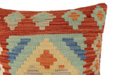 handmade Traditional Pillow Rust Blue Hand-Woven SQUARE 100% WOOL  Hand woven turkish pillow  PILLOW