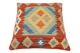 handmade Traditional Pillow Rust Blue Hand-Woven SQUARE 100% WOOL  Hand woven turkish pillow  PILLOW