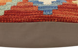 handmade Traditional Pillow Rust Blue Hand-Woven SQUARE 100% WOOL  Hand woven turkish pillow  PILLOW