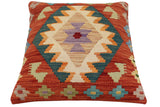 handmade Traditional Pillow Rust Blue Hand-Woven SQUARE 100% WOOL  Hand woven turkish pillow  PILLOW