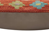 handmade Traditional Pillow Rust Blue Hand-Woven SQUARE 100% WOOL  Hand woven turkish pillow  PILLOW
