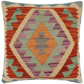 handmade Traditional Pillow Rust Beige Hand-Woven SQUARE 100% WOOL Hand woven turkish pillow PILLOW