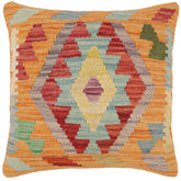 handmade Traditional Pillow Orange Red Hand-Woven SQUARE 100% WOOL Hand woven turkish pillow 2 x 2