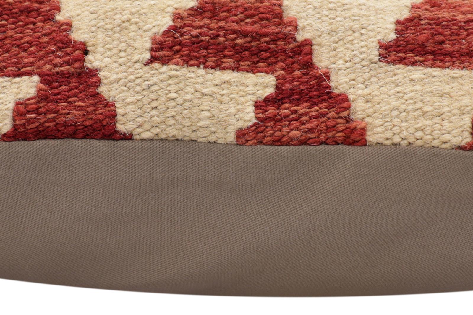 handmade Traditional Pillow Red Beige Hand-Woven SQUARE 100% WOOL  Hand woven turkish pillow  PILLOW