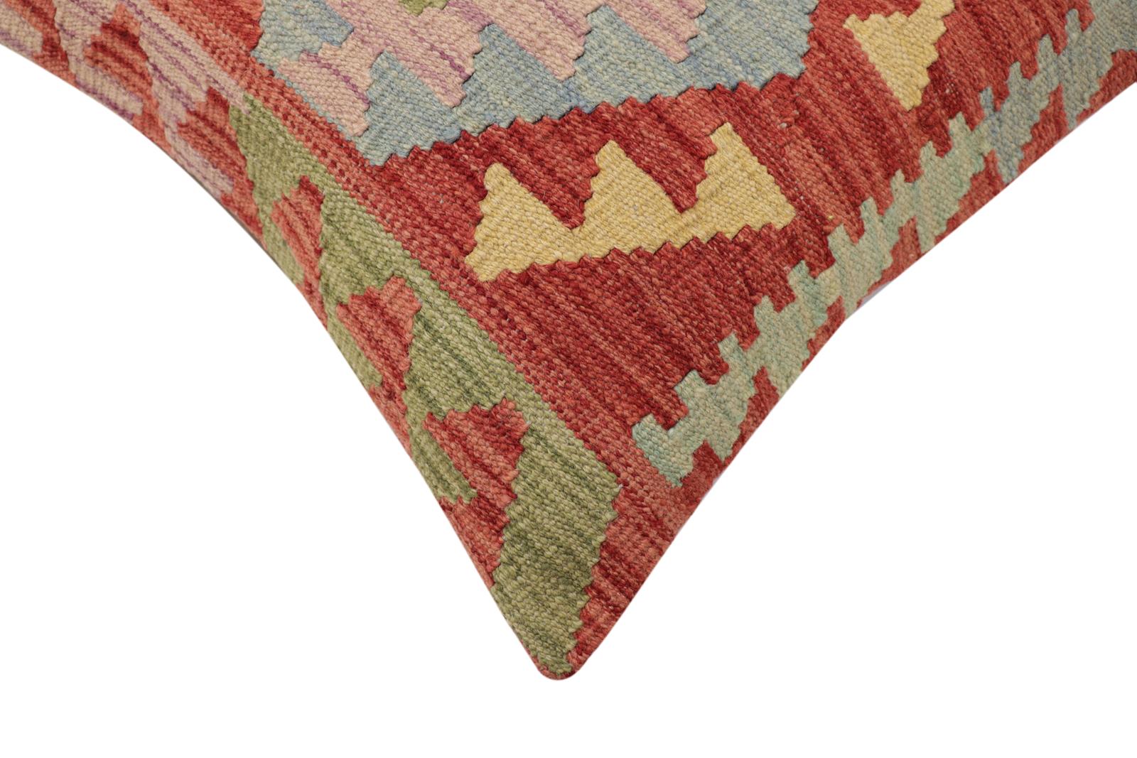 handmade Traditional Pillow Red Beige Hand-Woven SQUARE 100% WOOL  Hand woven turkish pillow  PILLOW