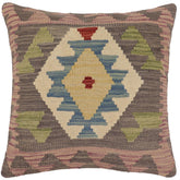 handmade Traditional Pillow Gray Blue Hand-Woven SQUARE 100% WOOL Hand woven turkish pillow PILLOW