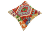 handmade Traditional Pillow Rust Blue Hand-Woven SQUARE 100% WOOL  Hand woven turkish pillow  PILLOW