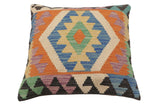 handmade Traditional Pillow Blue Beige Hand-Woven SQUARE 100% WOOL  Hand woven turkish pillow  PILLOW