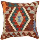 handmade Traditional Pillow Brown Rust Hand-Woven SQUARE 100% WOOL Hand woven turkish pillow PILLOW